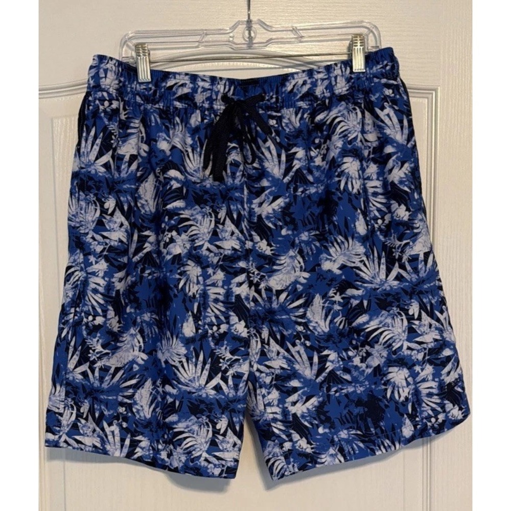 Speedo Men's Swim Trunks Shorts Blue Hawaiian Print Lined Size XL